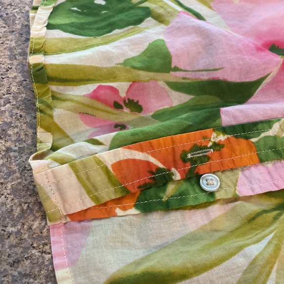 Caribbean Joe Floral Lightweight Cotton Short Sleeve Top Small - Picture 5 of 14